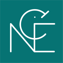 Logo de l'entreprise Céline SORIA. Plusieurs lettres du prénom Céline entrelacées qui forme un logo géométrique et épuré. Logo blanc sur fond bleu.